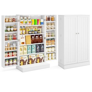 Tangkula 41" Tall Pantry Cabinet Kitchen Storage Cabinet w/ Doors & Adjustable Shelves - 1 of 4