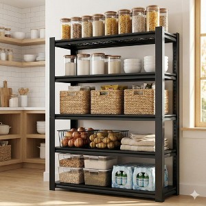 Yukimo 72"H Heavy-Duty Metal Shelving Rack - Adjustable Wire Mesh Storage Organizer for Garage/Pantry/Kitchen/Office - Black - 1 of 4