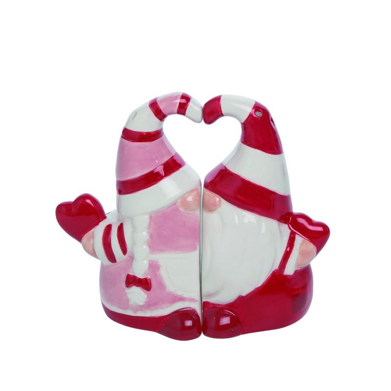 Transpac Valentines Day Kissing Gnomes Dolomite Salt and Pepper Shakers Collectables Red Pink 4.5 in. Set of 2, 1 of 4