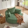 1pc Oversized Swivel Lounge Chair, Chenille Upholstered Barrel Seat with Removable Pillows, No Legs Needed - Coolbibila - 2 of 4