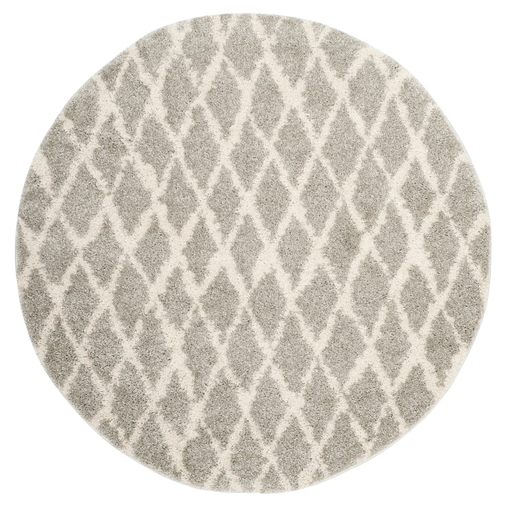 Light Cream Trellis Loomed Round Area Rug 5'1in - Safavieh