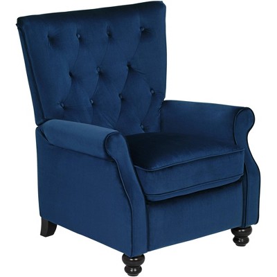 Studio 55D Bryce Blue Tufted Push Back Recliner Chair