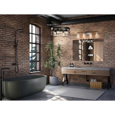 Progress Lighting Cassell 4-Light Vanity Fixture, Brushed Nickel/Matte Black, Clear Glass Shades: Tailored details for Luxe Industrial and