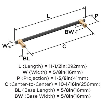 Matte Black and Champagne Bronze 10-1/16" Cabinet Bar Pull