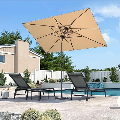 PURPLE LEAF Patio Umbrella Outdoor Table Umbrella Aluminum Frame Market Umbrella Sun Umbrella with 8 Sturdy Ribs