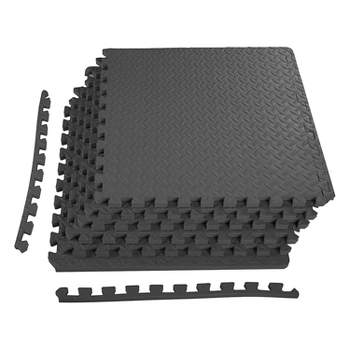 Everyday Essentials 3/4 Inch Thick Foam Interlocking Tile Puzzle Exercise Mat for Home Gym Flooring, 6 Pieces, 24 Square Feet, Black