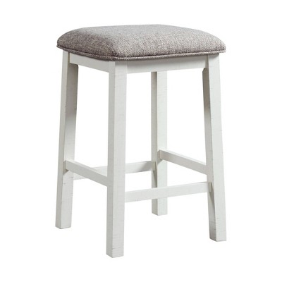 White Multipurpose Bar Table Set with Upholstered Stools