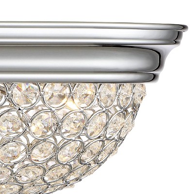 Gleaming Chrome 15" Crystal Bowl Flush Mount Ceiling Light Pair