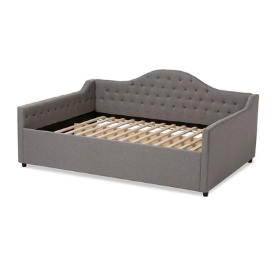 Eliza Queen Gray Upholstered Wood Frame Daybed with Tufted Headboard