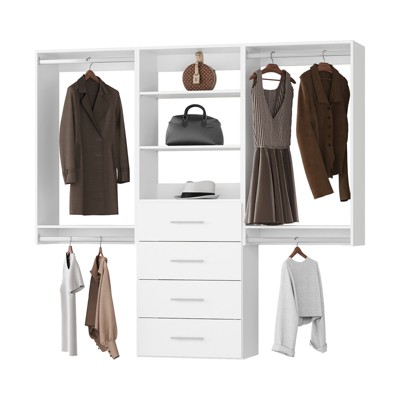 Modular Closet Organizer, Wooden Closet Storage for Walk-In and Bedroom,Wall-Mounted Wardrobe