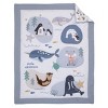 NoJo Arctic Adventure Light Blue, White, Taupe and Navy Whales, Walrus, and Otter 4 Piece Nursery Crib Bedding Set - 2 of 4