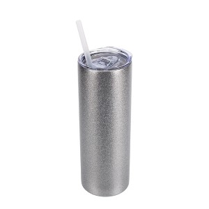 Elanze Designs 20 oz Glitter Stainless Steel Insulated Travel Tumbler With Sliding Lid For Iced or Hot Beverage, Silvertone Sparkle - 1 of 4