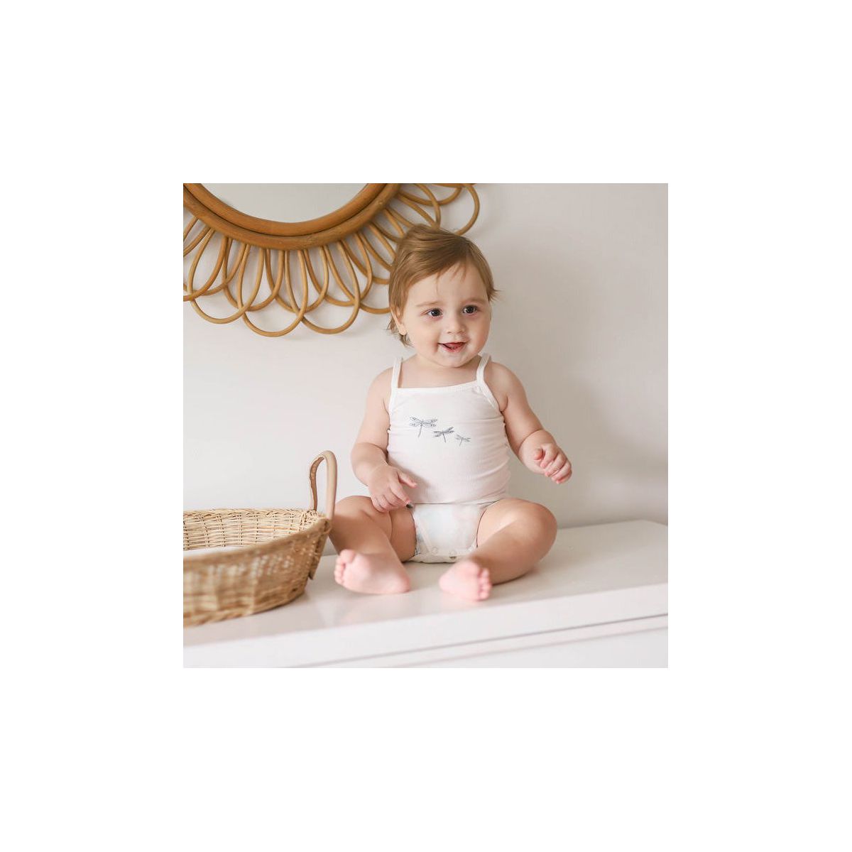 Ely's & Co. Cotton Baby Boy Bodysuits-Undershirts Blue - 3 Pack, Stripes, Diamonds, Dragonfly - thumbnail 9