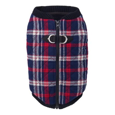 Gooby Fashion Vest Check Dog Jacket White Check, Large