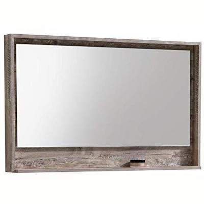 Kube Bath Bosco 48Inch Framed Mirror With Shelve - Nature Wood Finish