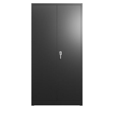 Vynxaria Black Tall Metal Storage Cabinet - Secure Utility Storage Cabinets with Adjustable Shelves