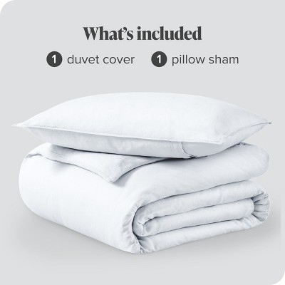 White Twin/Twin XL Linen Duvet Cover and Pillow Sham Set