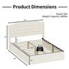 Queen Size Tufted Upholstered Bed Frame w/Crystal Button Accents, Bed Frame with Wingback Headboard & Under-Bed Storage Space, No Box Spring Needed - 4 of 4