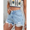 Women's High Waist Denim Shorts Raw Hem Casual Ripped Jean Shorts - 2 of 4