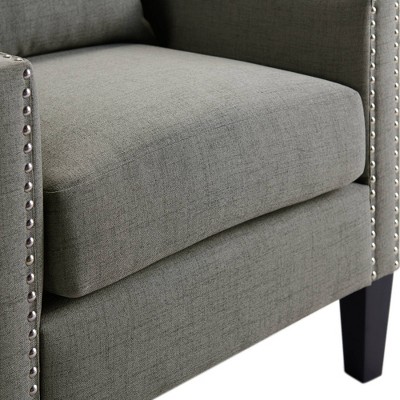 Gray Transitional Accent Chair with Nailhead Trim