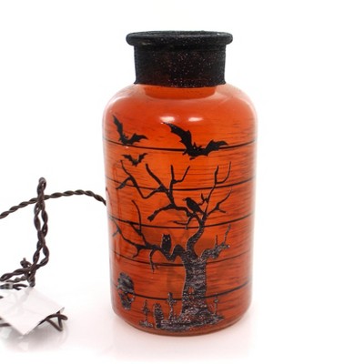 Stony Creek 7.75 In Halloween Lit Jar Bats Spiders Haunted Novelty Sculpture Lights