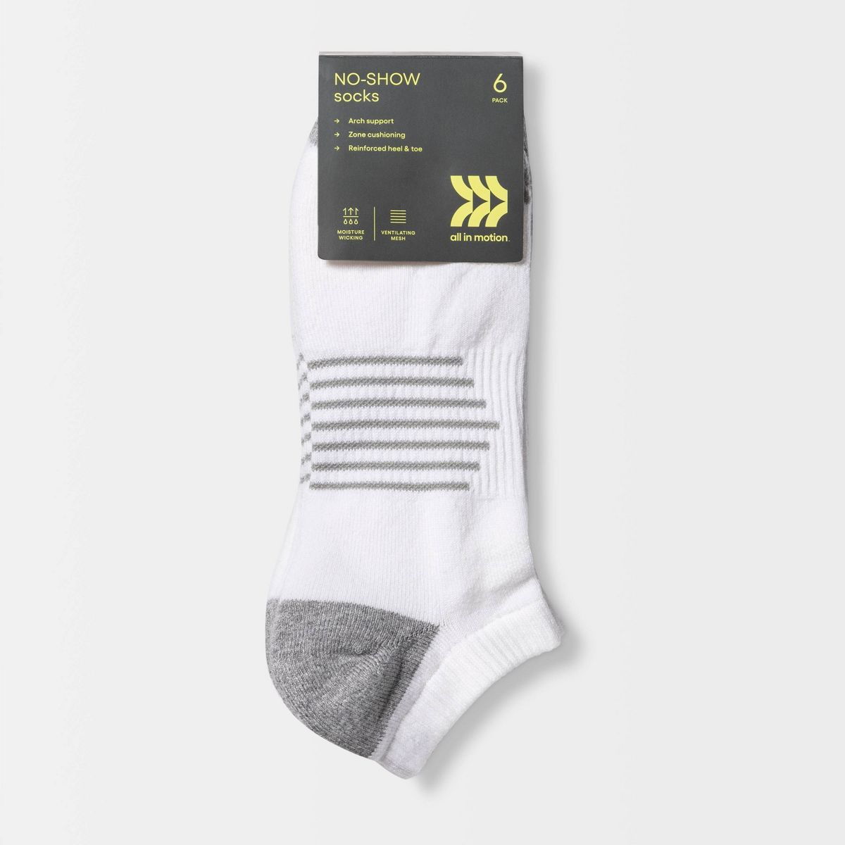 Men's Striped Arch No Show Socks 6pk - All in Motion™ - thumbnail 6