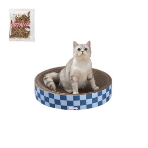 THE LICKER STORE Nelson Modern Cardboard Round Bowl Cat Scratcher with Catnip - 1 of 4