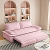 Queen Size Velvet Pull Out Sofa Bed, 3-in-1 Convertible Sleeper Sofa Bed with Armrest, Space-Saving Loveseat Bed with Iron Frame-Baofuwish - 2 of 4
