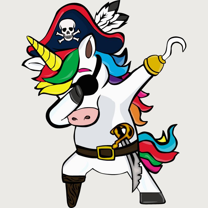 Junior's Design By Humans Dabbing Dance Pirate Unicorn Gifts Funny Halloween Costume Gift By lukesstore T-Shirt, 2 of 4