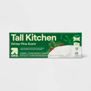 Holiday Drawstring Trash Bags - Winter Pine Scent - 13 Gallon - 25ct - up&up™ - 1 of 3