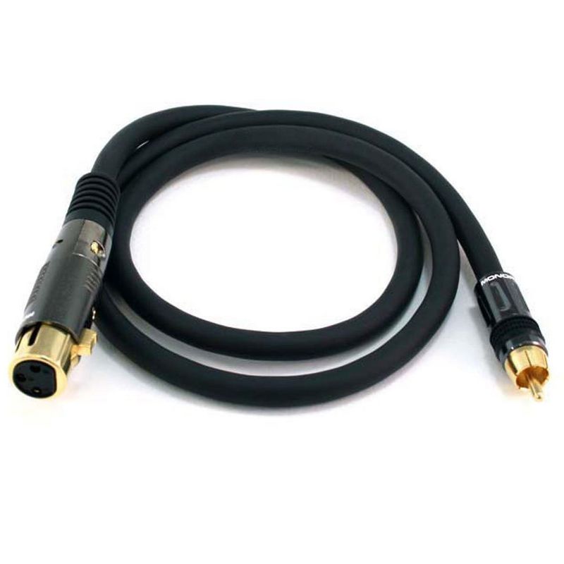 Monoprice XLR Female to RCA Male Cable - 3 Feet - Black | With E21Gold Plated Connectors | 16AWG Shielded Twisted Pair Oxygen-Free Copper Braid, 1 of 4