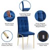 SEVOBAL Dining Chairs Set of 4 Modern Velvet High Back Chair with Golden Legs Comfortable Sturdy Seating, Blue, 20.28"*16.14"*36.22" - 4 of 4