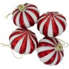 Northlight 4ct Red and White Glittered Candy Cane Onion Glass Christmas Ornaments 3" - 4 of 4