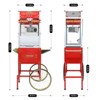 LOVSON Red popcorn cart equipped with a 20-ounce stainless steel pot, heating lamp and accessories, suitable for parties and commercial venues - 3 of 4