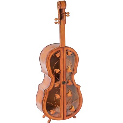 Vintiquewise 4.5 Feet Tall Violin Shaped Cabinet With 2 Shelf and Acrylic Clear Double Door