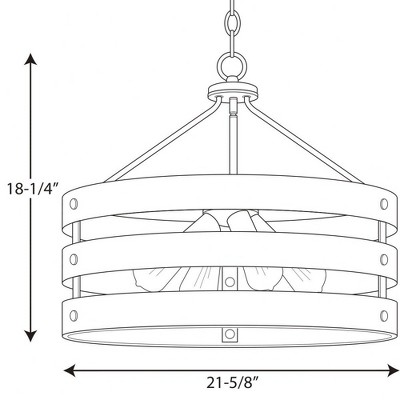Gulliver Coastal 4-Light Pendant in Graphite with Wood-Grain Accents