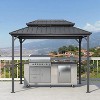 PURPLE LEAF Hardtop Grill Gazebo for Patio Permanent Aluminum Barbeque Shelter Gazebo with Ceiling Hook and Shelves Grey Outdoor BBQ Gazebo - 2 of 4