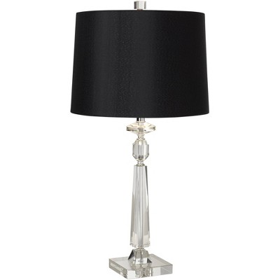 Vienna Full Spectrum Modern Glam Table Lamp 26.5" High Crystal Column Black Drum Shade for Living Room Bedroom House Bedside Nightstand