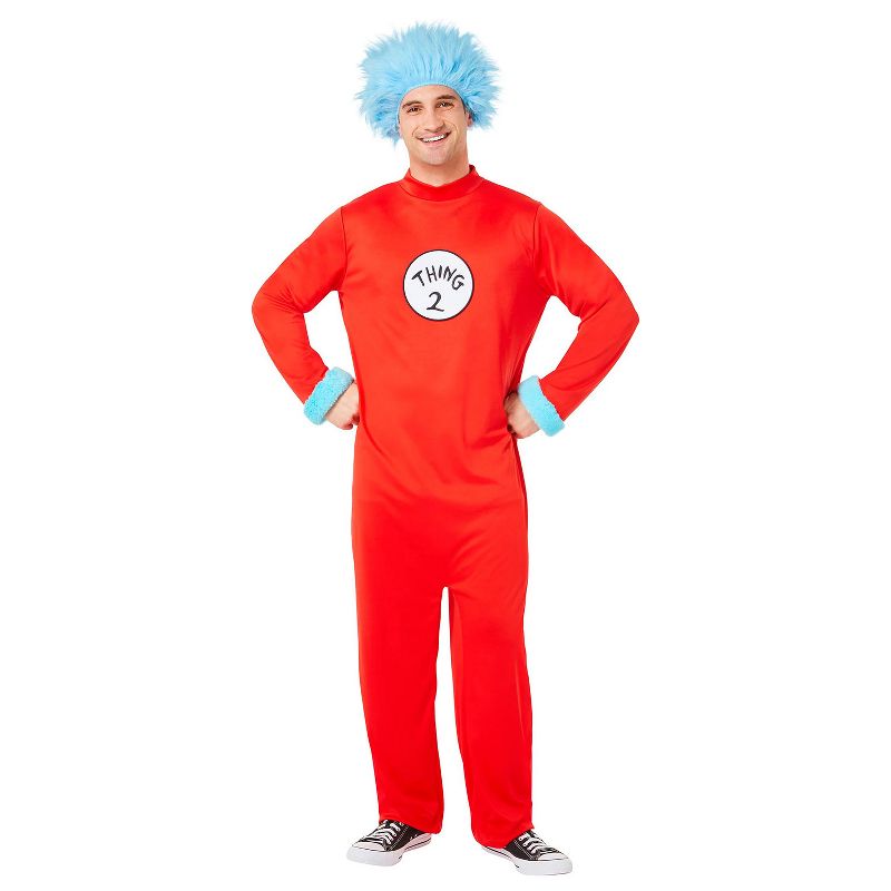 Dr. Seuss Thing 1 & 2 Jumpsuit Adult Costume, 1 of 2