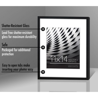 Black Wood 11x14 Picture Frame with Shatter-Resistant Glass