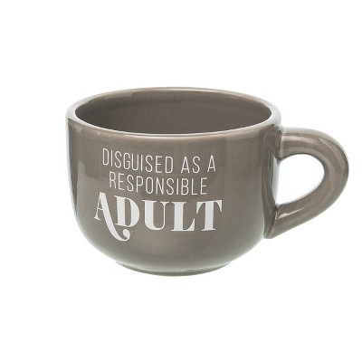 Totalee Gift Responsible Adult Cappuccino Mug Ceramic Grey 24 oz