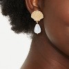 Gold Shell Post Pearl Drop Earrings - A New Day™ - 2 of 3