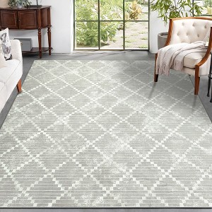 Modern Geomtric Rug Non-Slip Throw Rug Moroccan Rug for Bedroom - 1 of 4