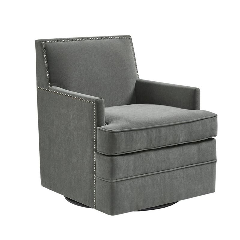 Chloe Upholstered Swivel Chair Gray - Madison Park, 3 of 9