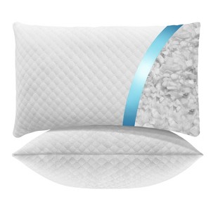 Itopfox Shredded Memory Foam Cooling Pillows, Adjustable Firm Pillows for Side Back Stomach Sleepers, Washable Removable Cover - 1 of 4