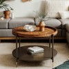 Hommoo Solid Wood Round Coffee Table – Metal Frame Mid-Century Tea Table - 4 of 4