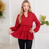 Anna-Kaci Women's Long Sleeve Tiered Babydoll Blouse with V-Neck for Casual Looks - 2 of 4