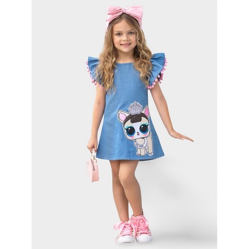 L.o.l. Surprise Miss Puppy Denim Dress Mia Belle Girls Denim 10y 12y Target