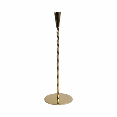 Modern Glam Metal Taper Candle Holder - Elegant Iron Candlestick Stand - Decorative Centerpiece for Home, Office, Bedroom & Living Room - 15" Gold