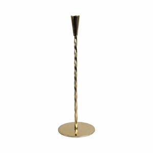 Modern Glam Metal Taper Candle Holder - Elegant Iron Candlestick Stand - Decorative Centerpiece for Home, Office, Bedroom & Living Room - 15" Gold - 1 of 4